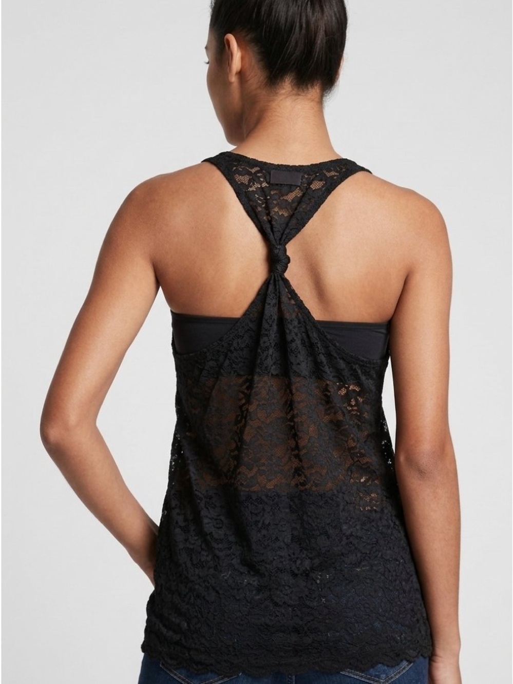 Y2K PINK Victoria's Secret Black Lace Racerback Tank